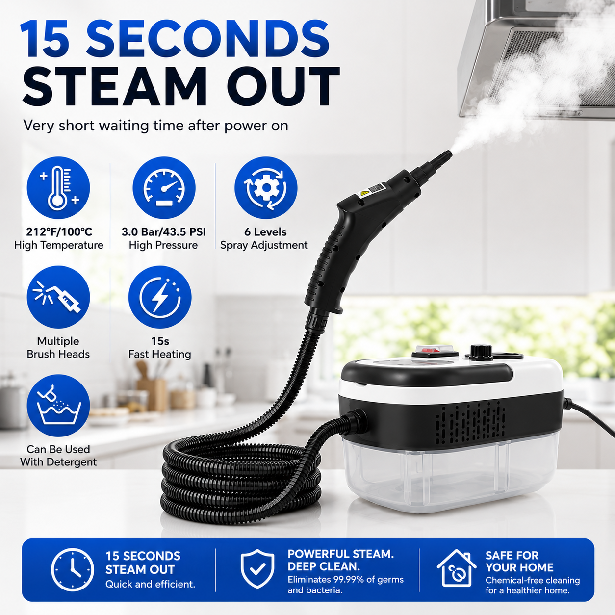 SteamElite – 100°C Steam Cleaning in Just 15 Seconds